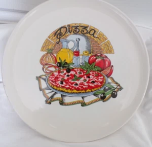 Vintage Lillian Vernon 13 Zoll Pizzaplatte/Teller Made in Italy Oliven Tomaten EUC - Bild 1 von 6
