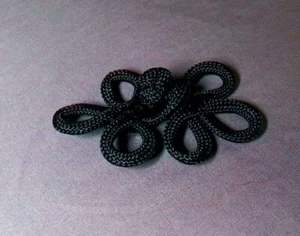 Black Cord Chinese Frog Knot Button Closure - Picture 1 of 3