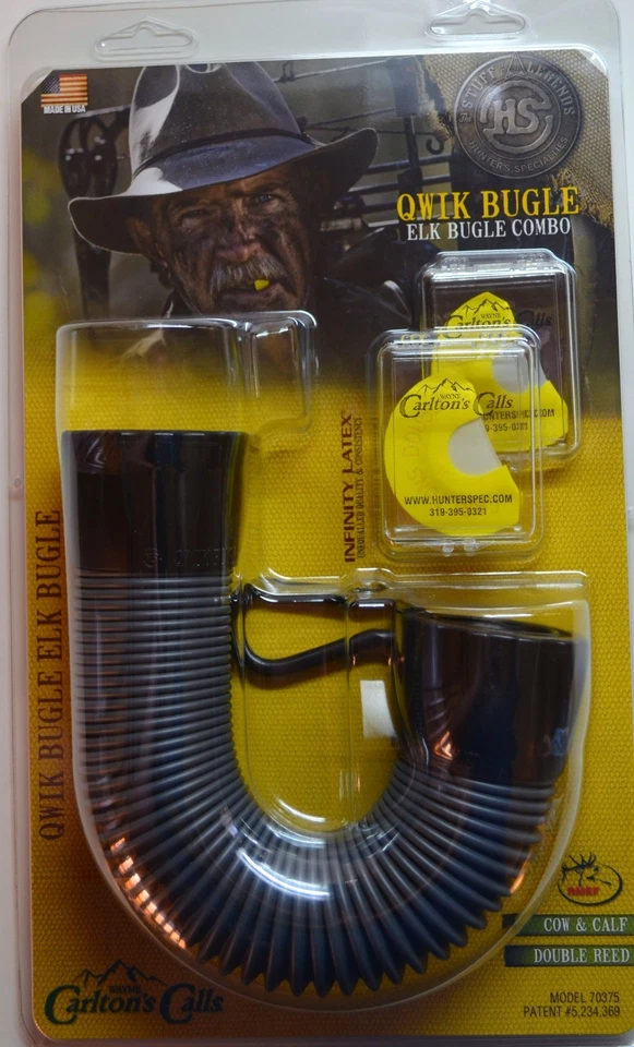 WAYNE CARLTON CALLS QWIK BUGLE ELK CALL WITH 2 DIAPHRAGM CALLS - Image 1 of 1