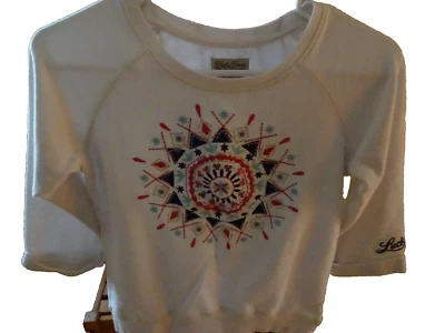 Blusa suéter Lucky Brand jeans feminina branca linda de algodão x grande - Imagem 1 de 4