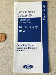 Ford Previous Model Transits Price List Guide 16th February 1993 - Picture 1 of 2