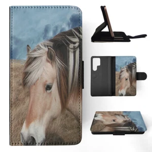 FLIP CASE FOR SAMSUNG GALAXY|HORSE ON FIELDS CLOUDY DAY - Picture 1 of 120