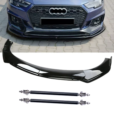 Kit de carrocería de alerón divisor labial parachoques delantero negro brillante para Audi A4 B9 S4 sedán Foto 1 de 4