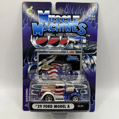 MUSCLE MACHINES  STARS & STRIPES 29 FORD MODEL A  1/64 DIECAST - 29 FORD BLOWER - Image 1 of 2