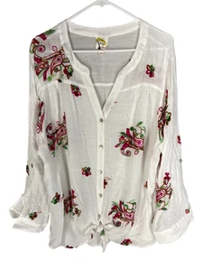 FIG AND FLOWER Anthropologie Top Übergröße 3X bestickt Boho Ditzy Fairy NEU - Bild 1 von 5