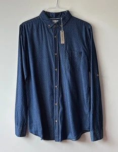 Sovereign Code Mens Blue Flecked Chambray Button Down Long Sleeve Shirt Size L - Picture 1 of 12