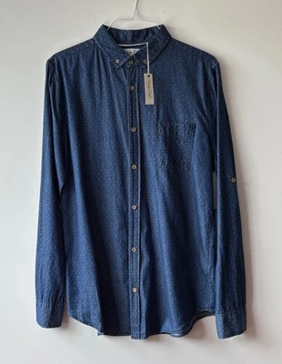 Sovereign Code Mens Blue Flecked Chambray Button Down Long Sleeve Shirt Size L - Image 1 of 4