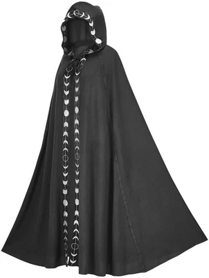 Adult Hooded Robe Cloak Cape Party Halloween Vampire Wizard Cosplay Costume - Image 1 of 4