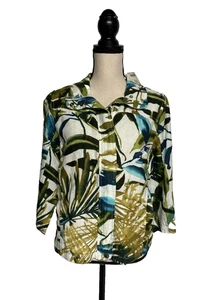 Chico’s 0 Damen Leinen Jacke mit Reißverschluss und Kragen Größe XS/4 Neu mit Etikett - Bild 1 von 7