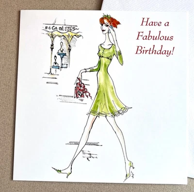 "FABULOUS BIRTHDAY" CARD FOR HER;TOP SELLER;FASHION;SASSY;SHOPPING;FLIRTY;BLANK - Image 1 of 4