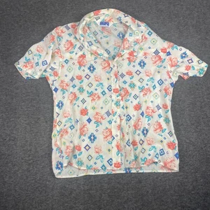 Cape Cod Sportswear Vintage Floral Geometric Button Shirt Women’s M White Multic - Picture 1 of 6