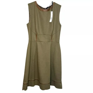 Elie Tahari Dress Womens 8 Wheat Branch Brown Wool Callie Sleeveless Fit Flare - Picture 1 of 9