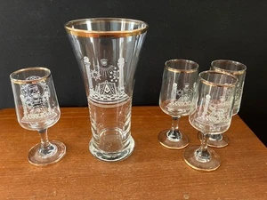 Masonic drinking glasses - 3 different types of glasses - 5 pieces. - Picture 1 of 6
