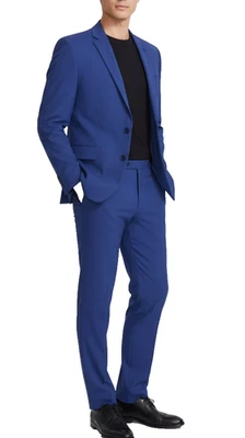 Perry Ellis Suit Men's Jacket 44R 37x32 Pants Navy Blue Solid Modern Fit NWT - Image 1 of 4