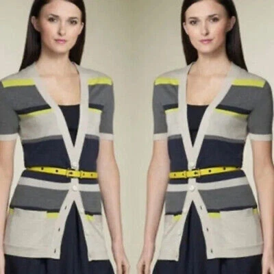 Theory Gwyneth Striped Long 100% Micro Wool Tunic Lightweight Sweater Size S - Image 1 of 4