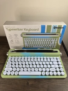 PrimeConnect: Retro Typewriter Bluetooth Keyboard - VIRAL- Blue/Green- Open Box - Picture 1 of 3
