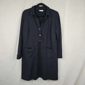 SUSSAN Size L Blue / Black Shirt Dress Long Sleeve Stretch (20" Bust) - Picture 1 of 10