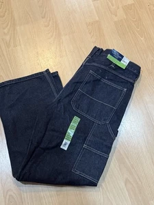 BNWT VTG Y2K MEN'S FADED GLORY CARPENTER JEANS BAGGY RELAXED SIZE 36X30 BLACK - Picture 1 of 3