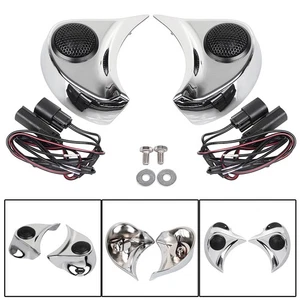 Chrome Batwing Speaker Pods Tweeters Kit For Harley Electra Tri Glide 2014-2023 - Picture 1 of 14
