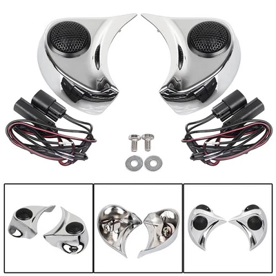 Chrome Batwing Speaker Pods Tweeters Kit For Harley Electra Tri Glide 2014-2023 - Image 1 of 4