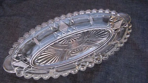 1893 Antique Pressed Glass Prism Arc XLogs Relish Dish - Picture 1 of 3