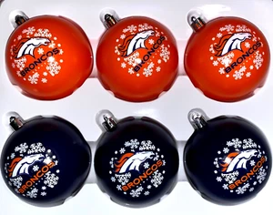 Denver Broncos NFL 6 Pack Shatterproof Ball Ornament Set - Picture 1 of 1