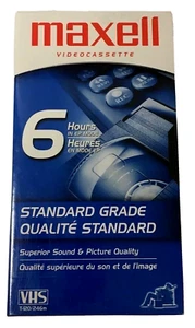 Maxell Standard Grade T-120 VHS 6 Hour Video Cassette Brand New Sealed - Picture 1 of 5