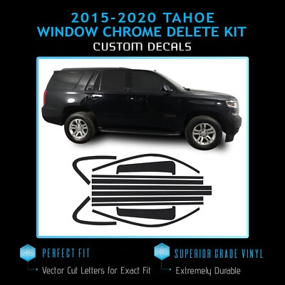 Kit de superposición de eliminación cromada ventana precortada para Chevrolet Tahoe 2015-2020 - NEGRO Foto 1 de 3