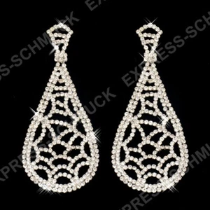Große Strass Ohrringe funkelnd edles Design Chandelier Funkelnd Bling Glitzern - Bild 1 von 1