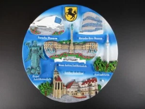 Stuttgart Schloßplatz,Schiller,Fersehturm Souvenir Wandteller Teller Germany 19c - Picture 1 of 7