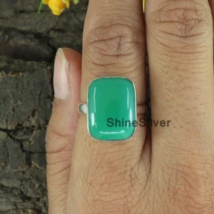 Chrysopras Ring 925 Silber Boho Statement Handarbeit Silber Damen Geschenk Ring - Bild 1 von 3