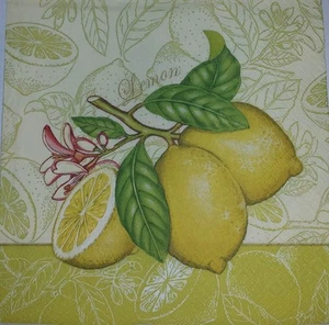 4 x Single Paper Napkins Yellow Lemon for Decoupage and Craft 15 - Picture 1 of 1
