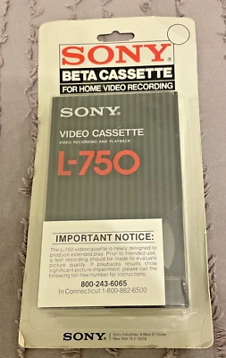 Sony Betamax L-750 Blank Tape - Double Sealed in Original Blister Pack  1975 - Image 1 of 4