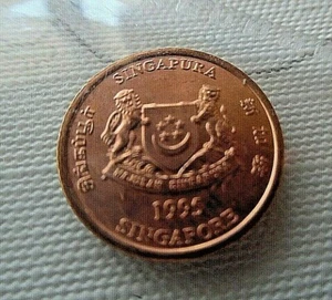 1995 SINGAPORE 1 CENT RARE EXOTIC COIN IN UNCIRCULATED CONDITION NEW ! - Picture 1 of 4