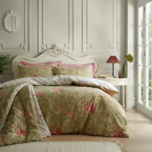 Bridgerton By Catherine Lansfield Penelope Floral Duvet Cover Bedding Set Green - Picture 1 of 50