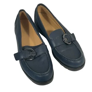 Hotter Comfort Concept marineblaue Leder-Slipper niedriger Keilabsatz Freizeit Halbschuh Größe US 9 - Bild 1 von 11