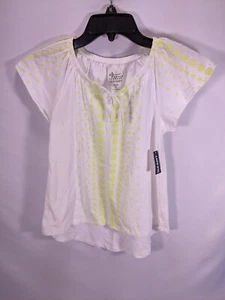 Old Navy Floral Pattern Short Sleeve Size Medium Top Elastic Collar Tie Top - Picture 1 of 4