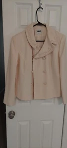 Leslie Fay Dresses Women Creme Blazer Beaded Embroidered Lined Long Slv Sz 14 - Picture 1 of 9