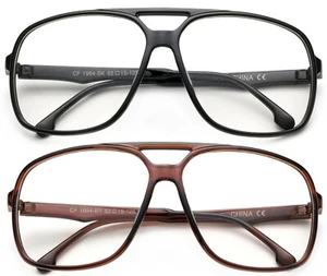 Large Nerdy Clear Lens Glasses Fake Nerd Geek Round Style Eyewear Fun UV 100% - Picture 1 of 8