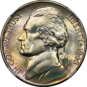 1943 D Jefferson Nickel NGC MS67+ FS (Full Steps) Toned - Picture 1 of 3