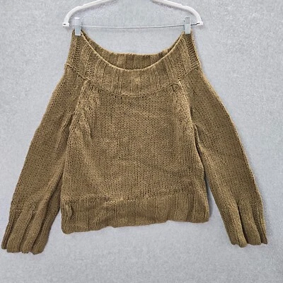 Free People Women Sweater Small Green Beach Slouch Off Shoulder Pullover - Image 1 of 4