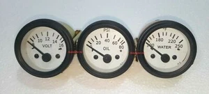 2" / 52mm Electrical Oil Pressure +Temperature +Volt White Face B/B ME - Picture 1 of 4