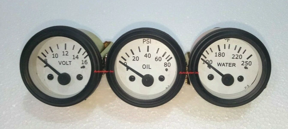 2" / 52mm Electrical Oil Pressure +Temperature +Volt White Face B/B ME - Image 1 of 4