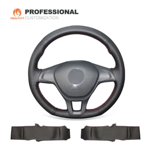 Coprivolante auto in pelle nera per Volkswagen VW Golf 7 Polo - Foto 1 di 10