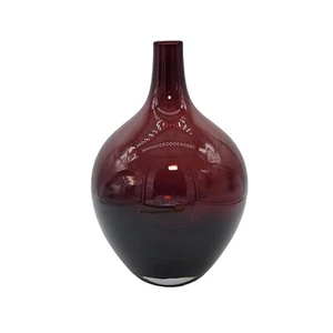 Preiselbeerrote Kunstglas Bauch Knospe Vase 8,5" schwer mit wenigen Blasen Wohnkultur  - Bild 1 von 9