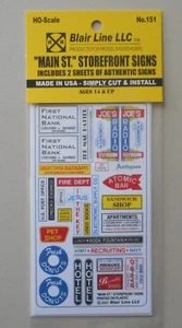 MAIN STREET STOREFRONT SIGNS HO SCALE TRAIN LAYOUT DIORAMA BLAIR LINE 151 - Picture 1 of 2