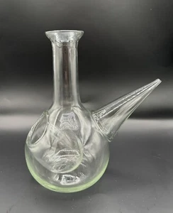 Vintage spanischer mundgeblasener Klarglas Porron Weinkrug Dekanter Ausgießer 9" hoch - Bild 1 von 4