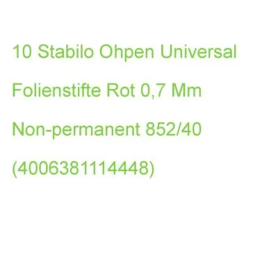 10 Stabilo Ohpen Universal Folienstifte Rot 0,7 Mm Non-permanent 852/40 (4006381 - Bild 1 von 2