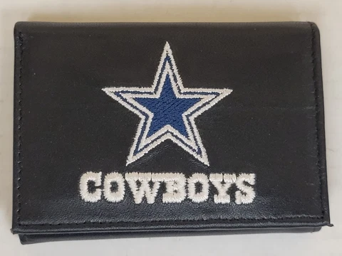 NFL Dallas Cowboys Tri-Fold Leather Wallet, New (Embroidered Logo) Cover