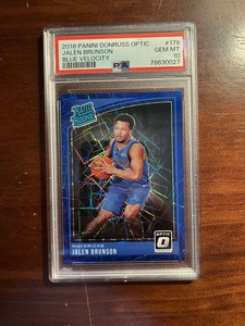 2018-19 Panini Donruss Optic Blue Velocity #179 Jalen Brunson RC PSA 10 GEM MINT
